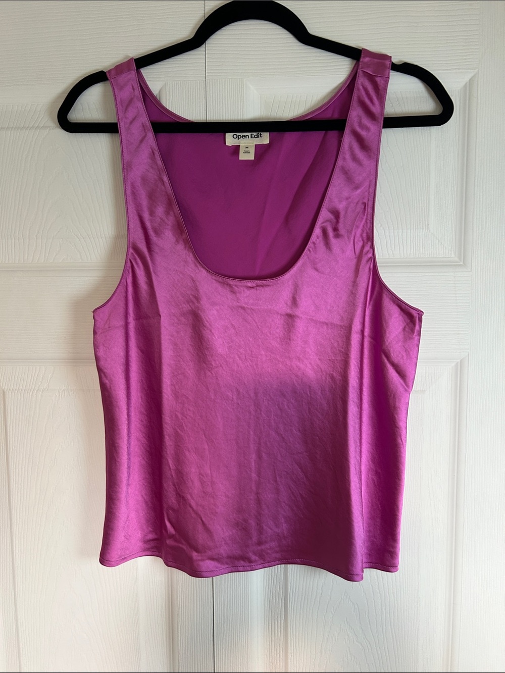 Open Edit Women's Bright Pink Scoop Tank Top